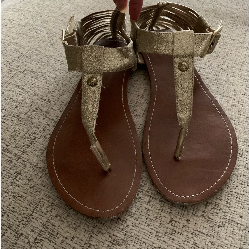 Mossimo Supply Company Gold Ankle Strappy Sandals